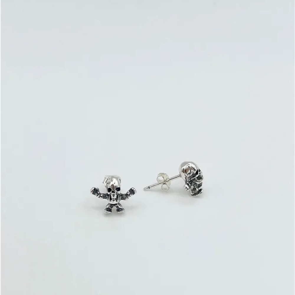 Skeleton Man Stud Earrings in Sterling Silver